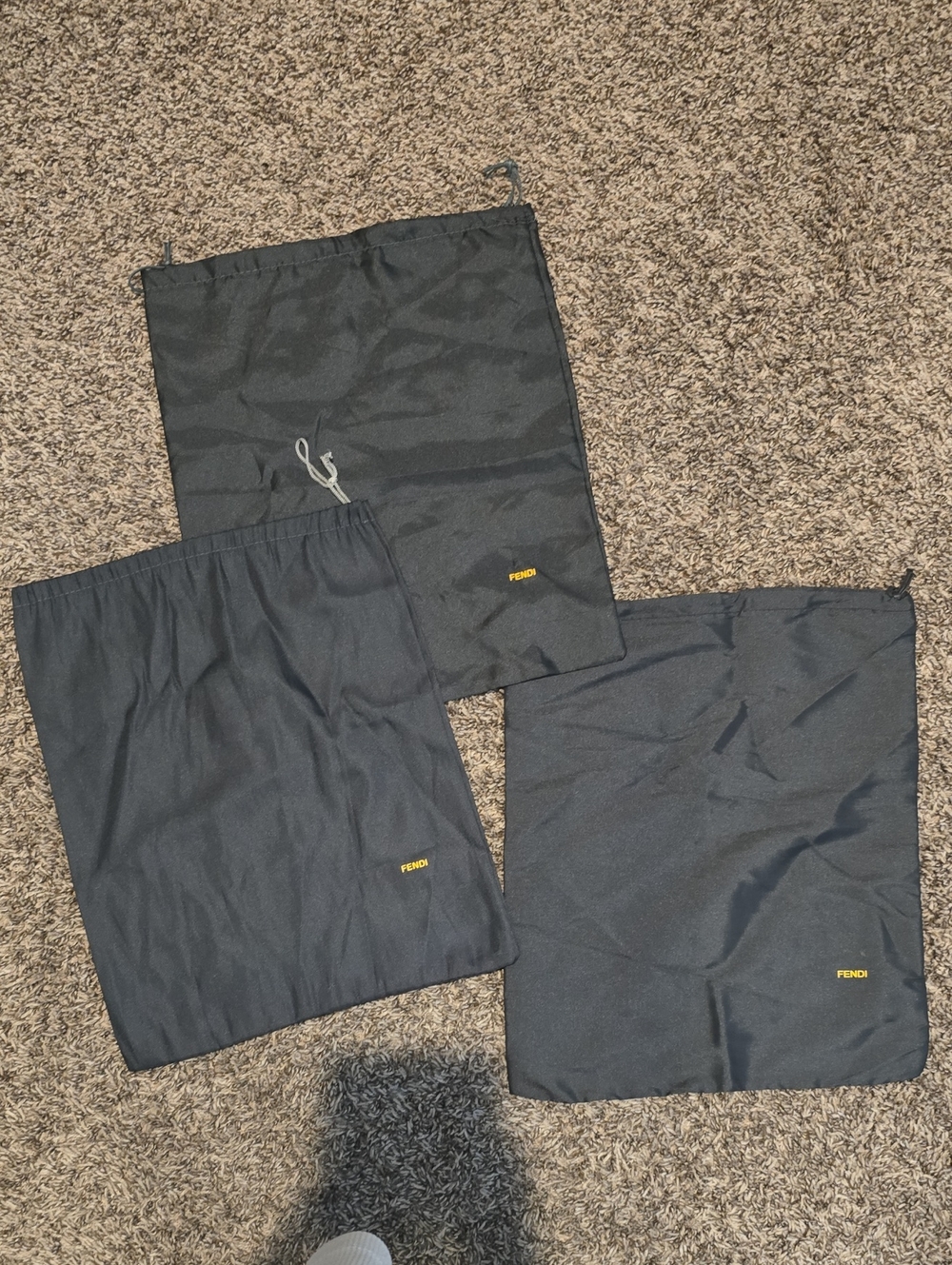 Fendi Black Drawstring Dust Bags Set (3)